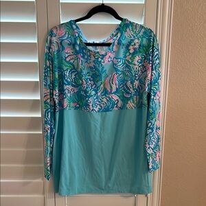 Lilly Pulitzer Blue Floral Long Sleeve Top
